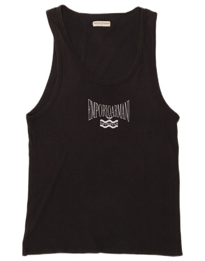 Colete gráfico masculino Emporio Armani Top IT 52 grande algodão preto