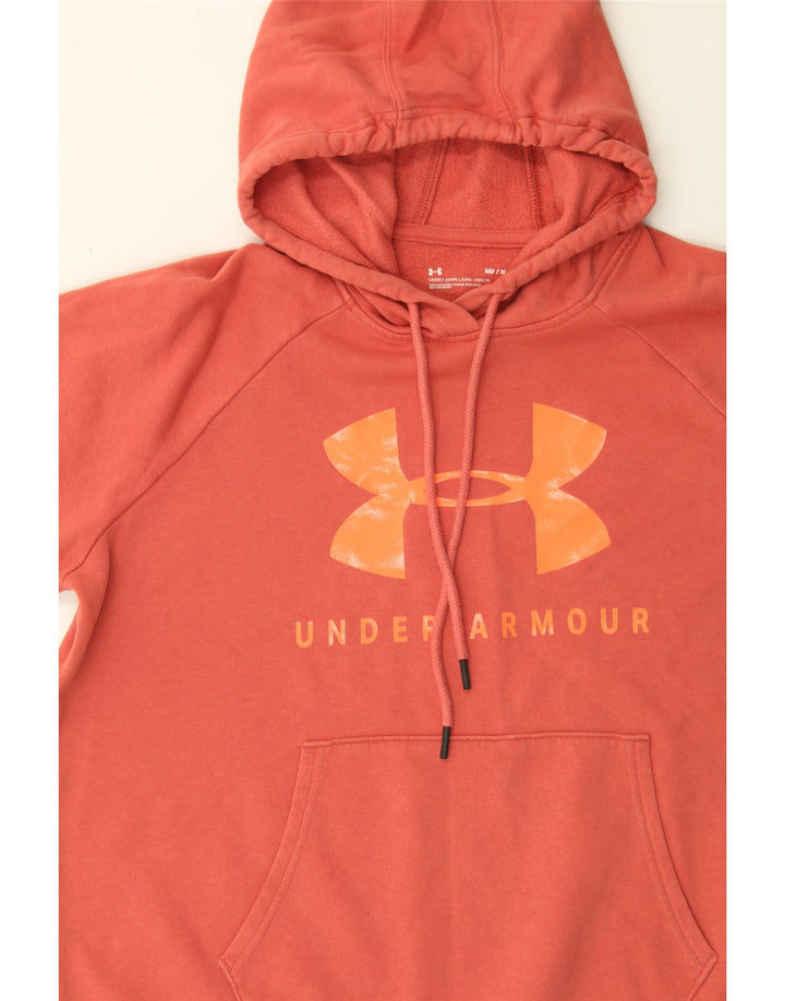 UNDER ARMOUR Womens Graphic Hoodie Jumper UK 14 Medium Orange Cotton Vintage Under Armour and Second-Hand Under Armour from Messina Hembry 