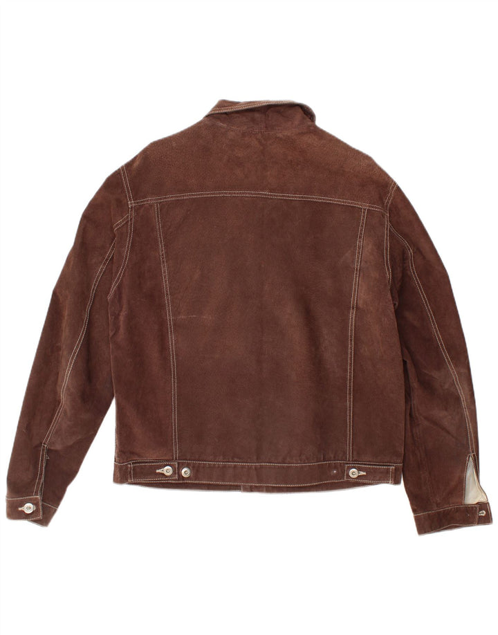 Metropolitan Mens Bomber Suede Jacket IT 48 Couro Marrom Médio