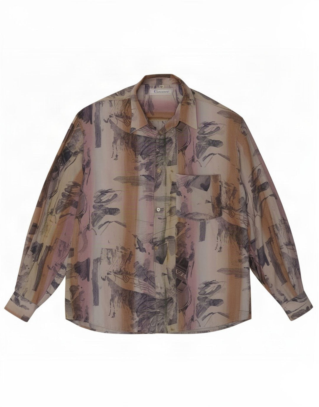 Touche Camisa masculina com padrão abstrato grande viscose multicolorida