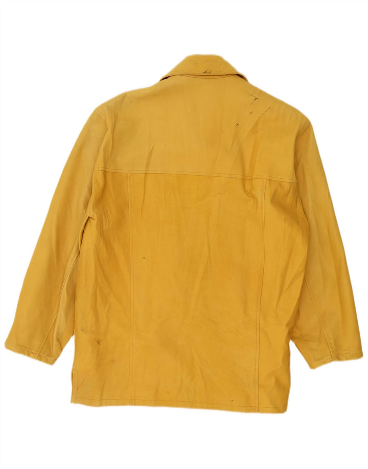 VINTAGE Mens Leather Jacket UK 38 Medium Yellow Leather