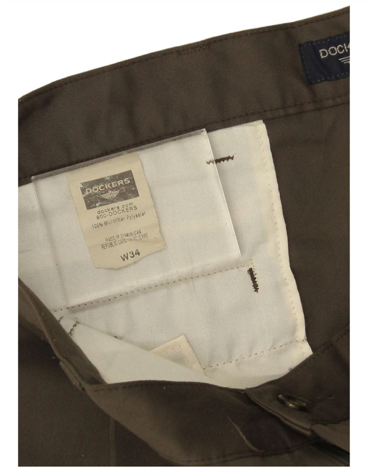 Dockers Mens Pegged Chino Shorts W34 Grande Poliéster Cáqui
