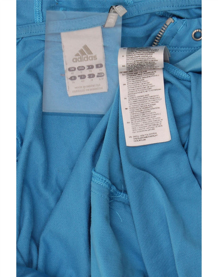 Suéter adidas feminino com capuz e zíper UK 10 pequeno azul poliéster