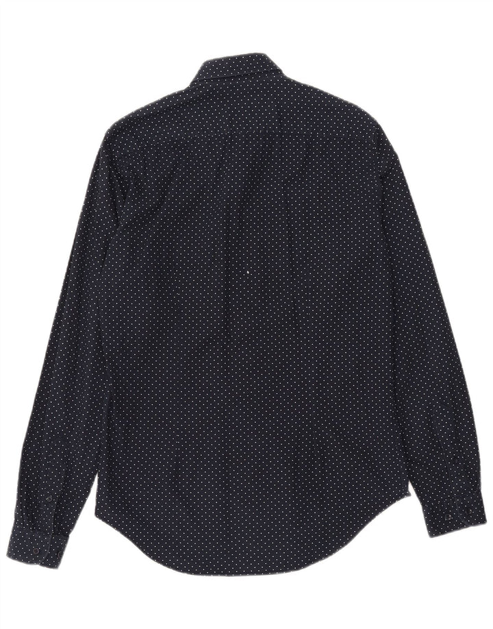 Camisa masculina ZARA Slim Fit média azul marinho geométrica