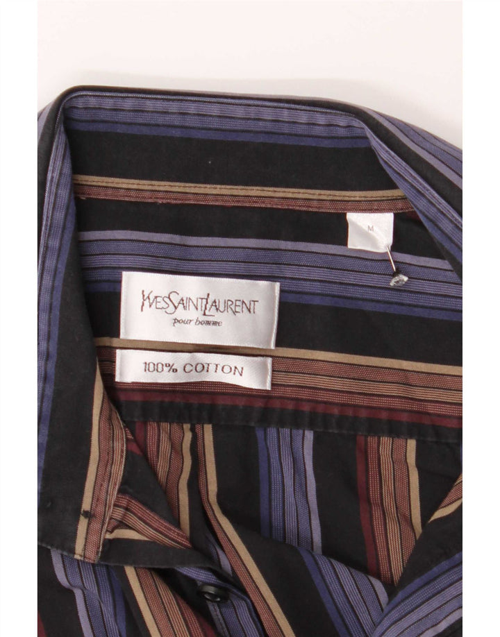 Camisa masculina Yves Saint Laurent média listrada multicolorida de algodão