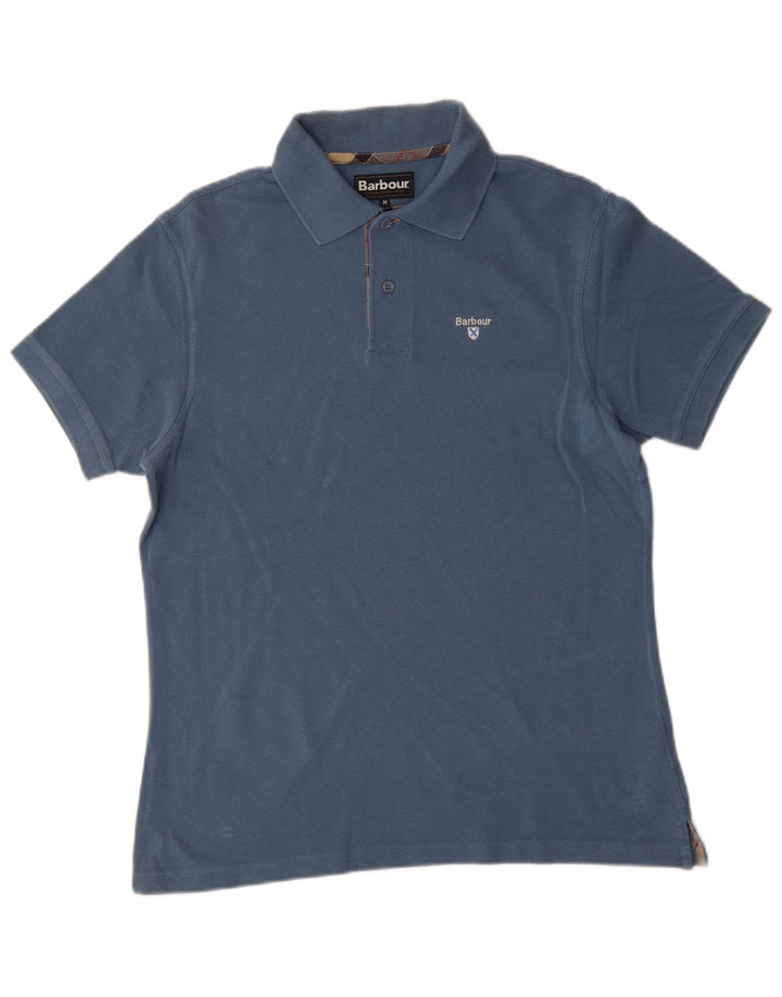 Camisa polo masculina BARBOUR algodão azul médio