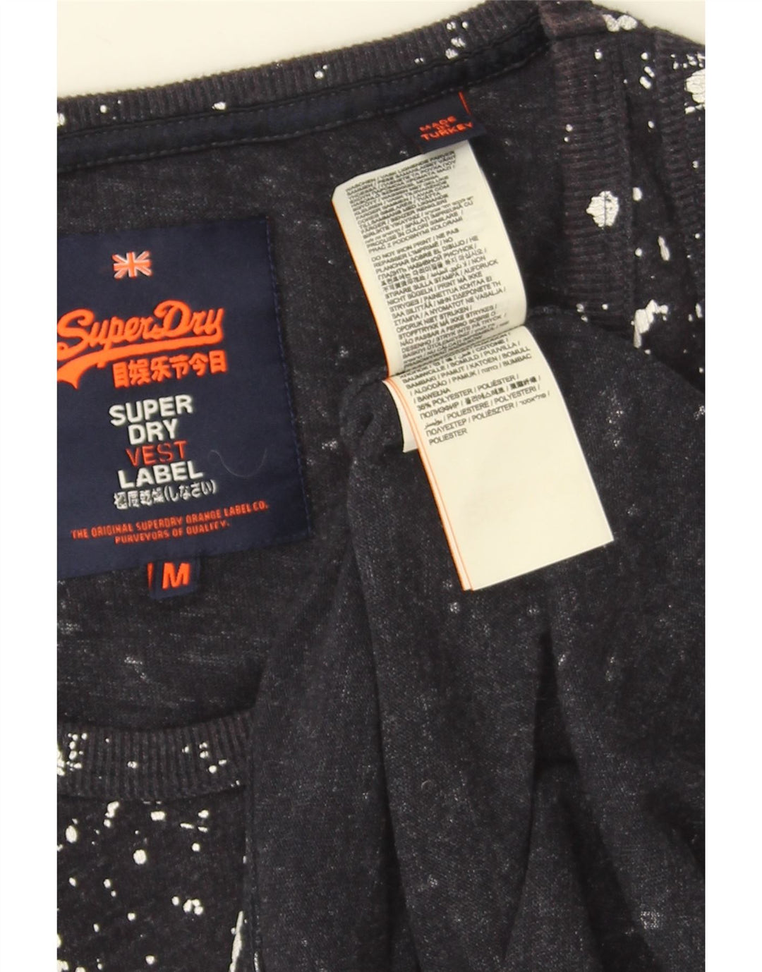 Superdry Mens Graphic Vest Top Médio Azul Marinho Algodão Manchado