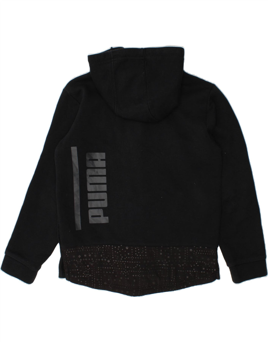 PUMA Girls Graphic Zip Hoodie Sweater 7-8 Years Black Cotton Vintage Puma and Second-Hand Puma from Messina Hembry 