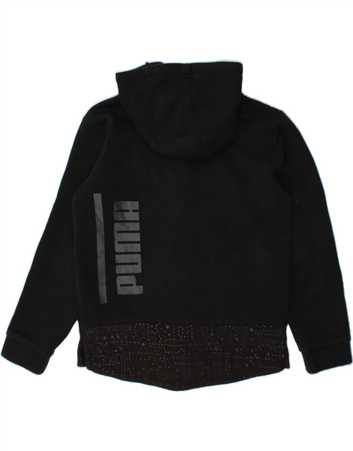 PUMA Girls Graphic Zip Hoodie Sweater 7-8 Years Black Cotton Vintage Puma and Second-Hand Puma from Messina Hembry 