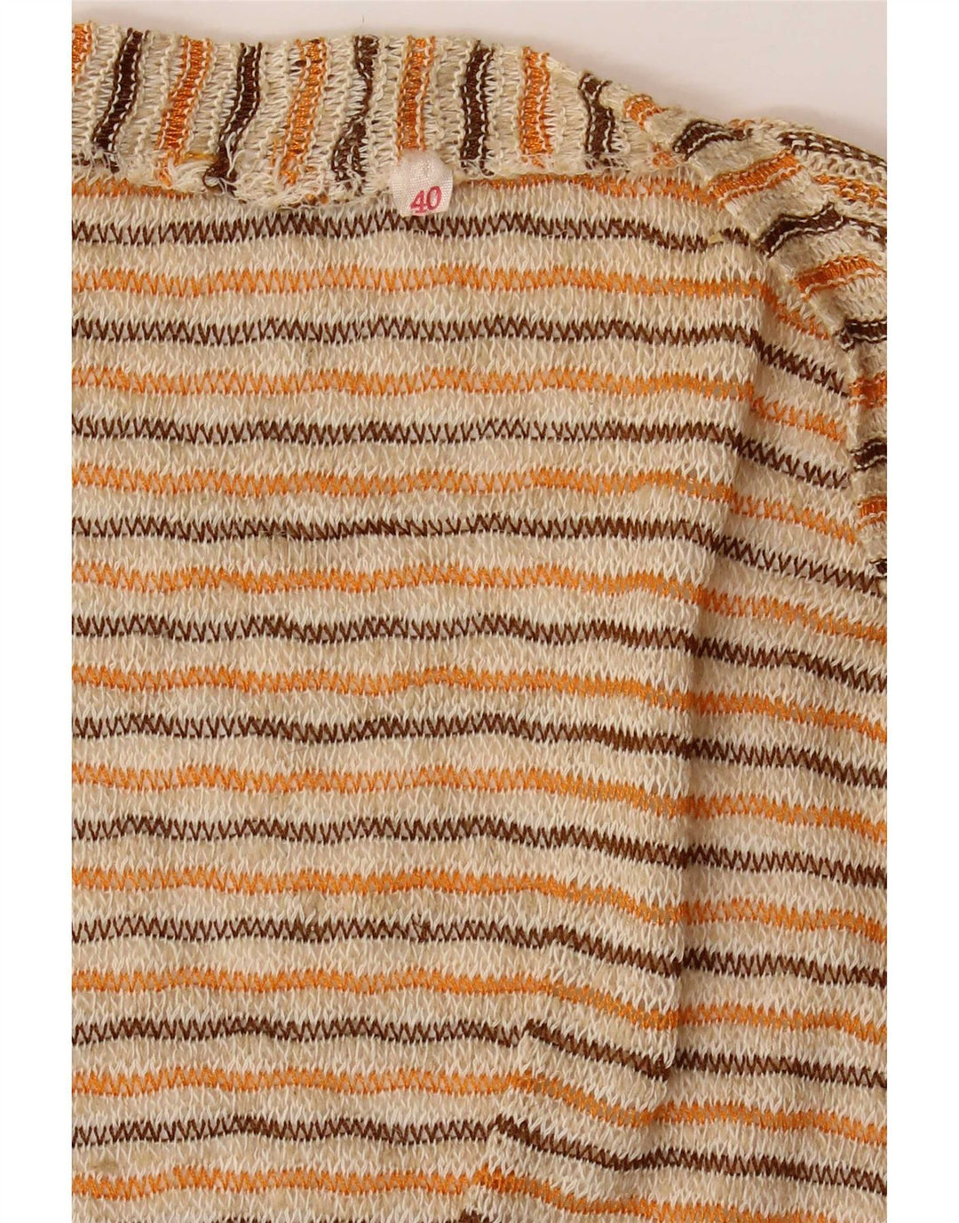 Top Cardigan Feminino Vintage EU 40 Listrado Bege Médio