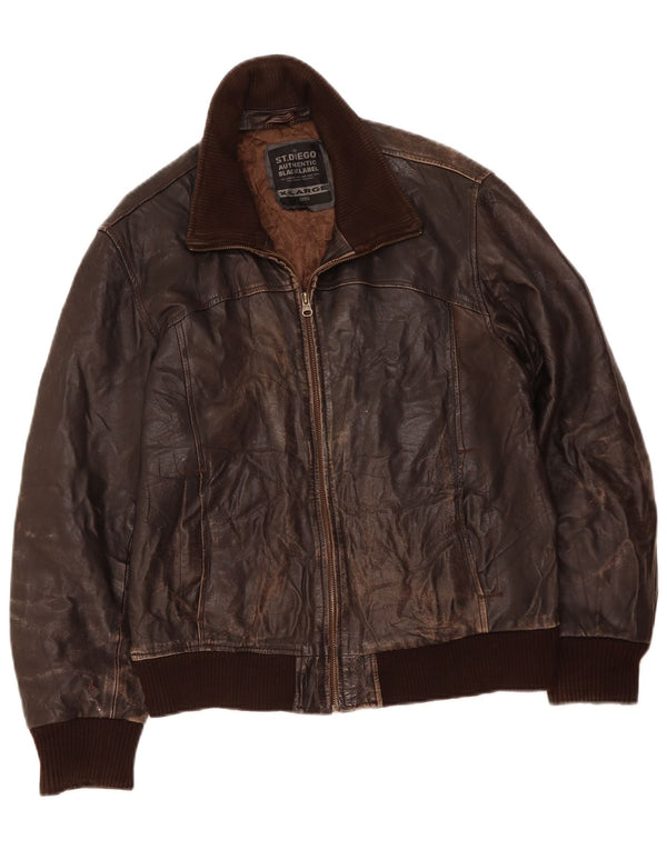 Jaqueta de couro feminina VINTAGE UK 18 XL couro marrom