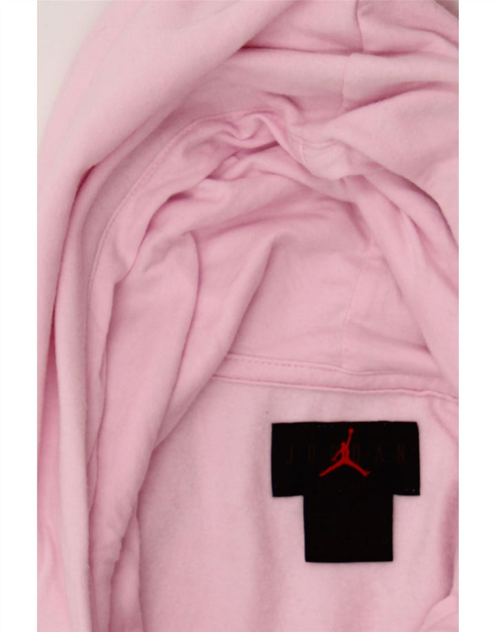 JORDAN Girls Crop Hoodie Jumper 12-13 Years Large Pink Cotton Vintage Jordan and Second-Hand Jordan from Messina Hembry 