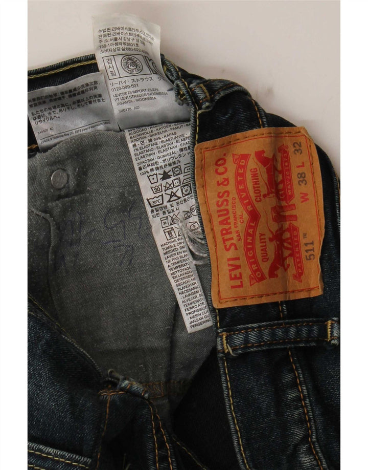 Levi's Masculino 511 Slim Jeans W38 L29 Azul Marinho Algodão