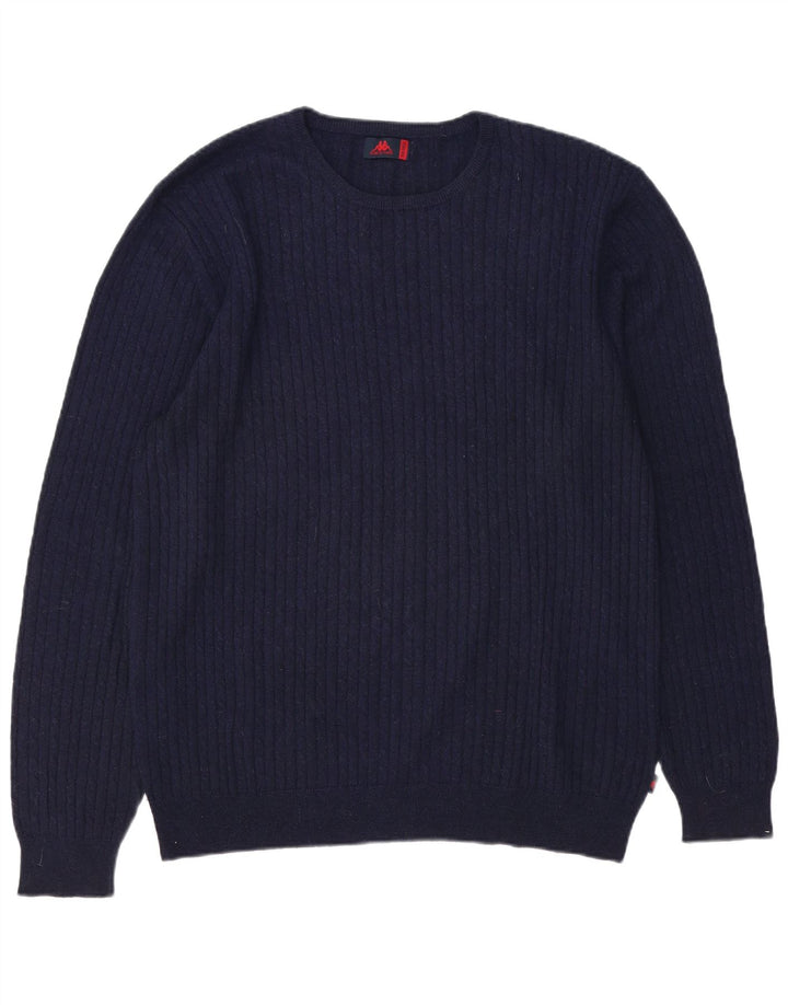 Suéter masculino Kappa com gola redonda 2XL lã azul marinho