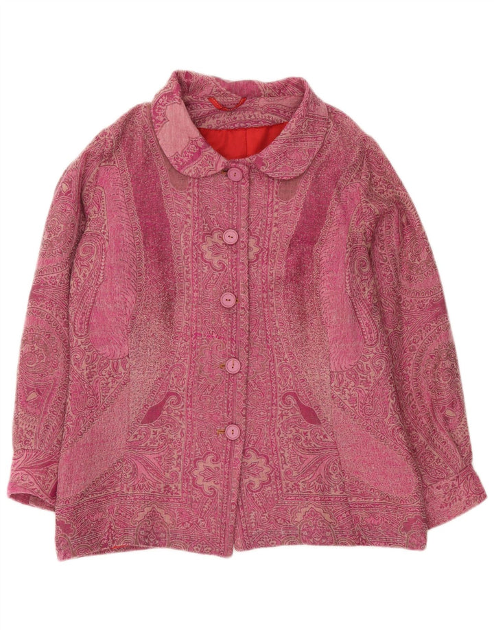 Jaqueta bomber feminina vintage Reino Unido 16 grande rosa Paisley
