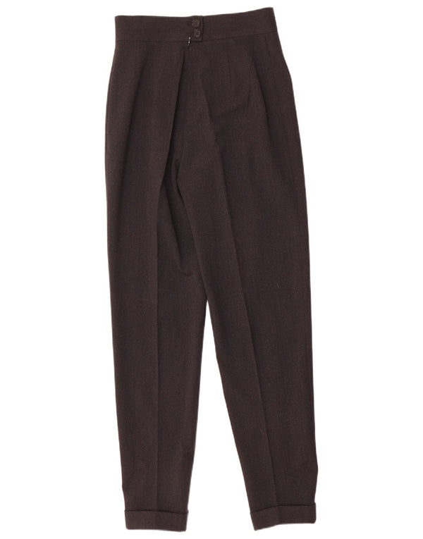 Calça feminina Sportmax cintura alta cônica Reino Unido 12 médio W26 L30 cinza