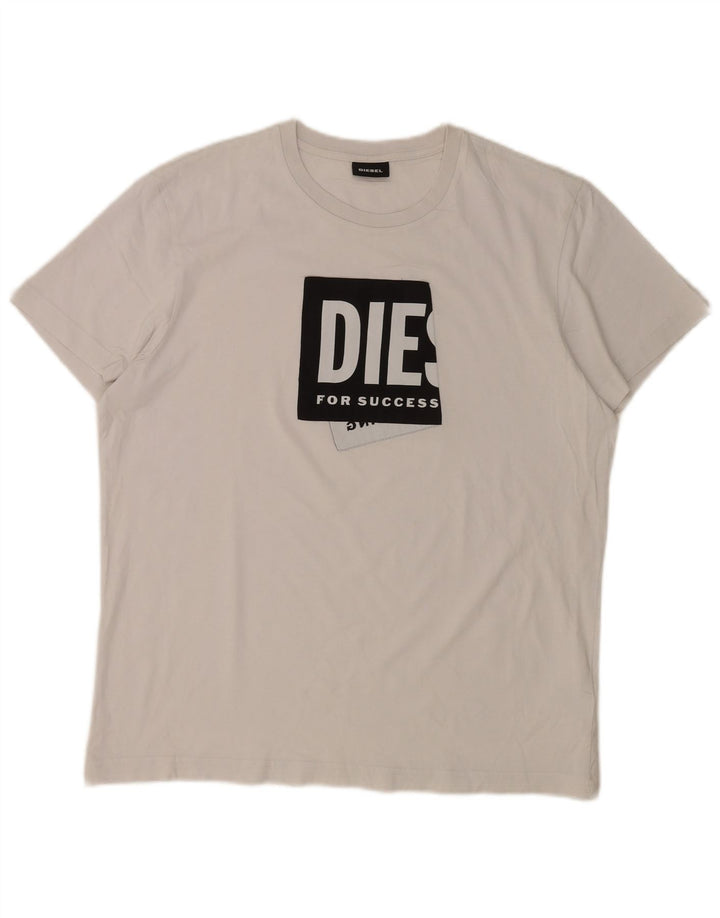 Diesel Mens Graphic T-Shirt Top XL Algodão Branco