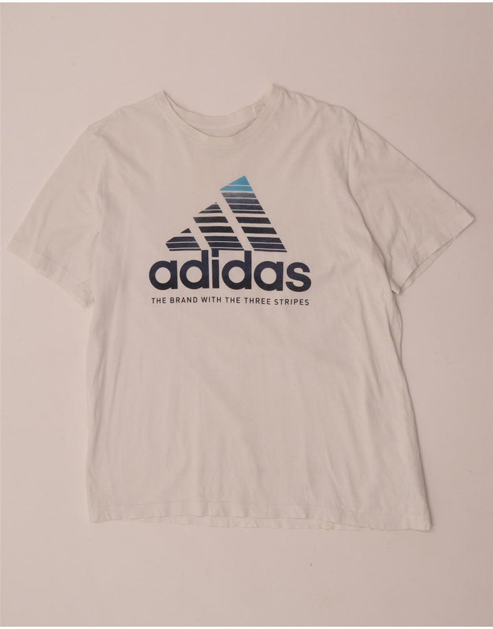 Adidas Mens Graphic T-Shirt Top Grande Algodão Branco