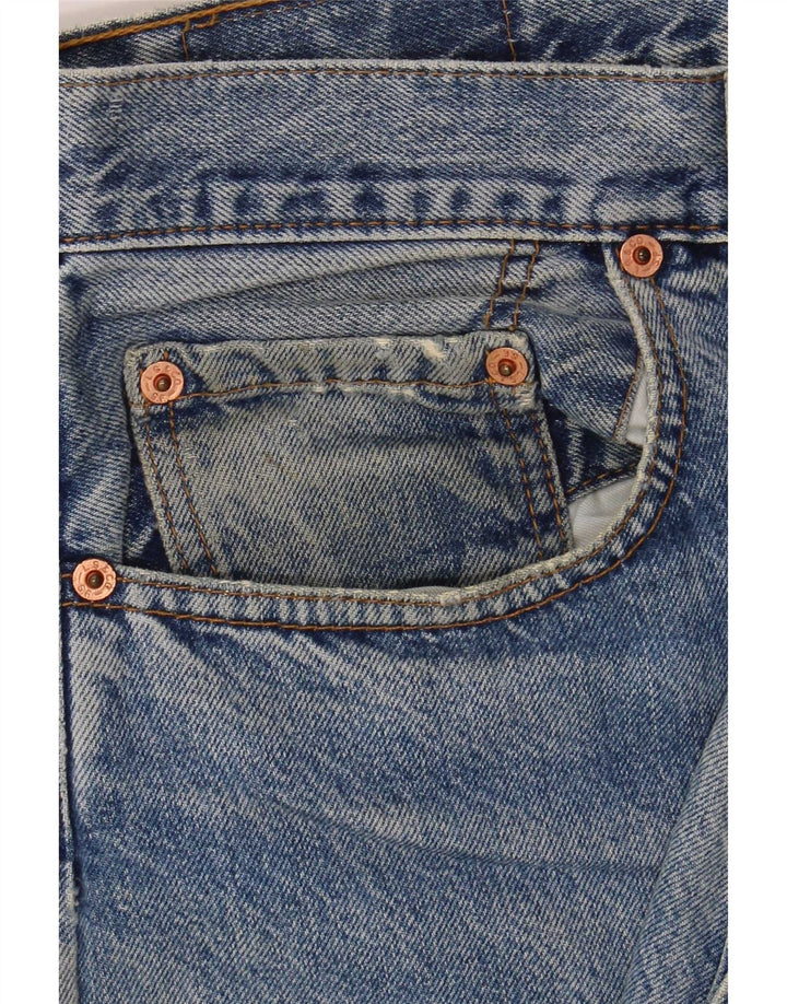 Calça jeans reta masculina Levi's desgastada W36 L32 azul algodão