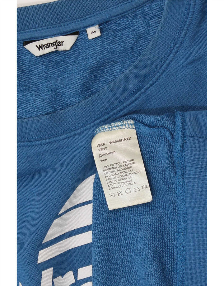 Wrangler moletom gráfico feminino jumper UK 14 algodão azul médio