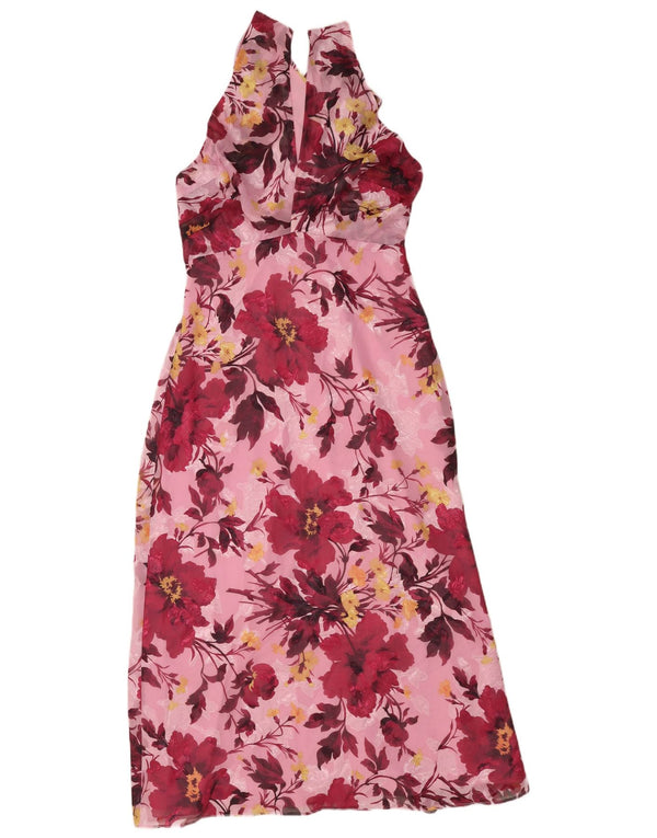 Vestido maxi feminino Oasis Halter UK 10 pequeno poliéster floral rosa