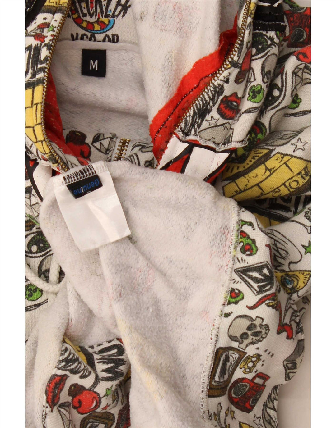 Suéter masculino com capuz e zíper gráfico Volcom médio branco