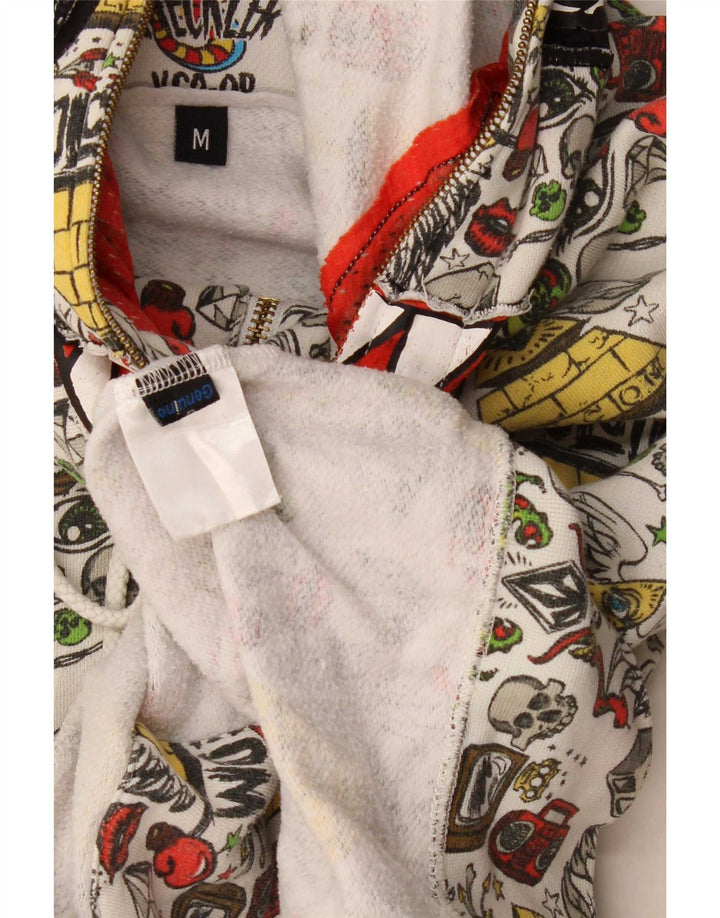 Suéter masculino com capuz e zíper gráfico Volcom médio branco