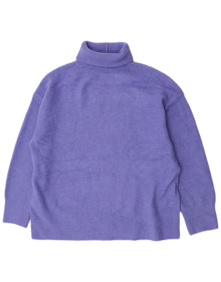 Zara Suéter feminino oversized com gola redonda Reino Unido 14 acrílico roxo médio