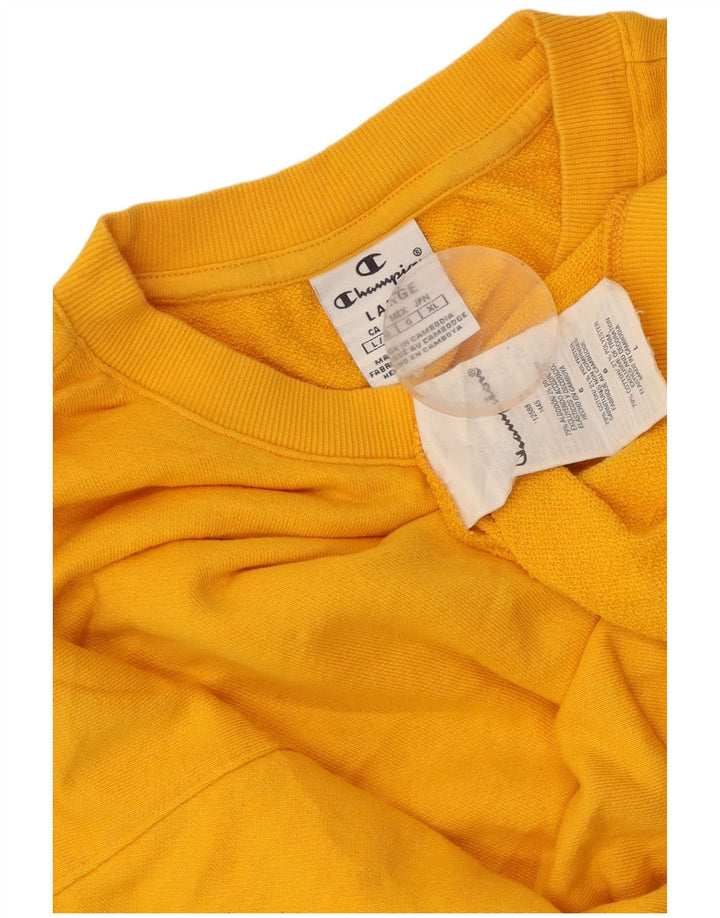 CHAMPION Suéter feminino cropped UK 16 grande algodão amarelo