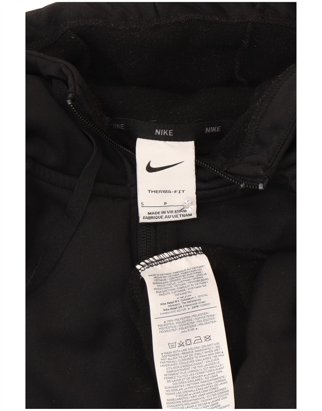 Suéter masculino Nike Therma-Fit Zip com capuz pequeno poliéster preto