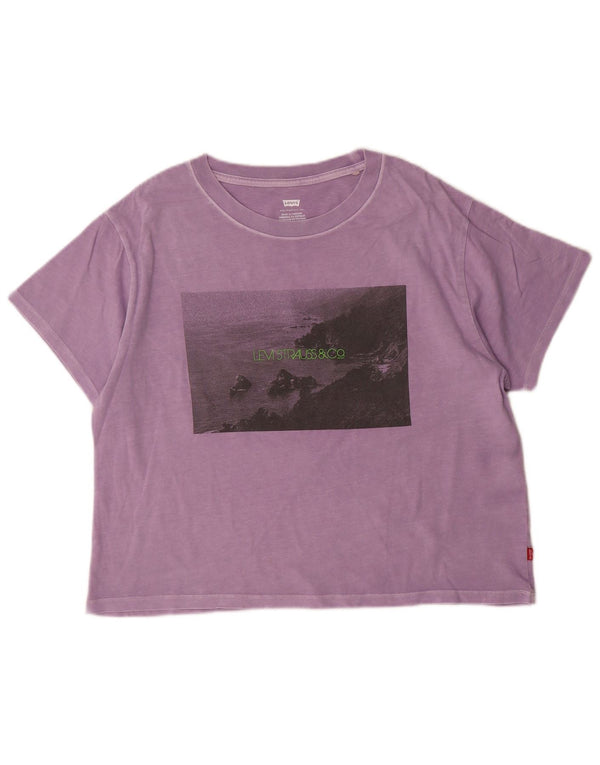 Camiseta feminina estampada oversized Levi's UK 10 algodão roxo pequeno