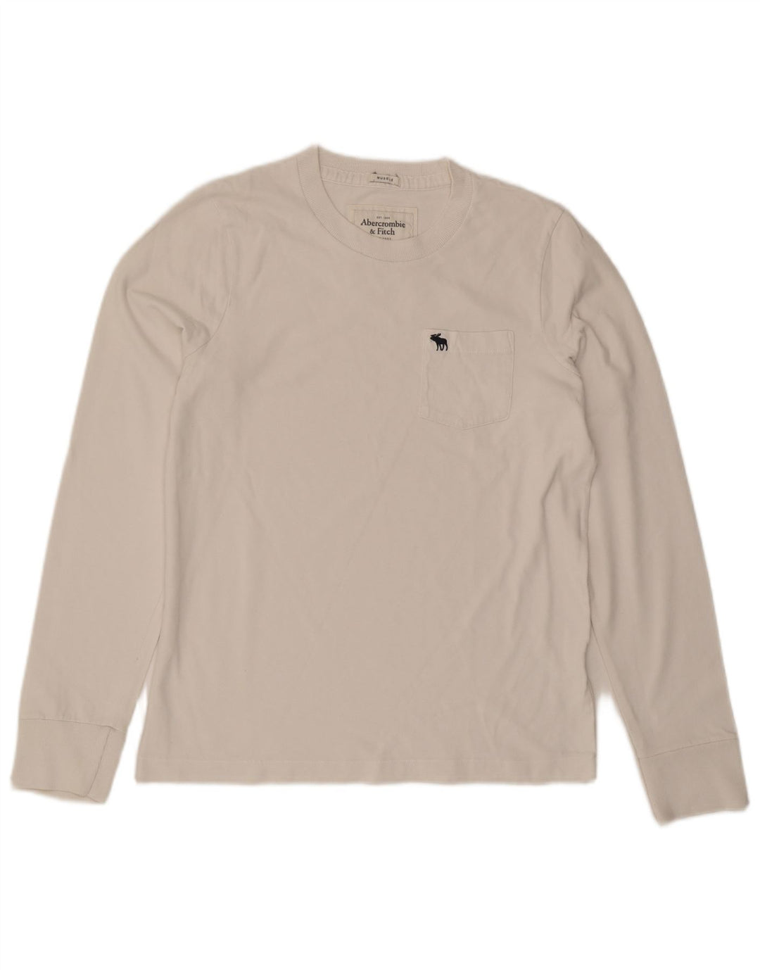 Abercrombie & Fitch Mens Muscle Top Manga Longa Médio Branco
