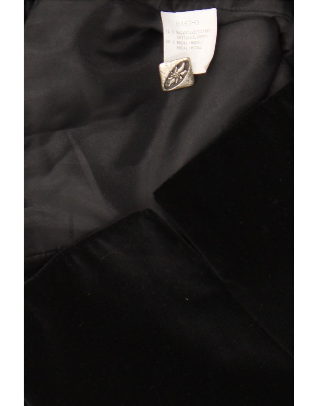 Jaqueta blazer feminina vintage de veludo com 6 botões Reino Unido 14 algodão preto médio