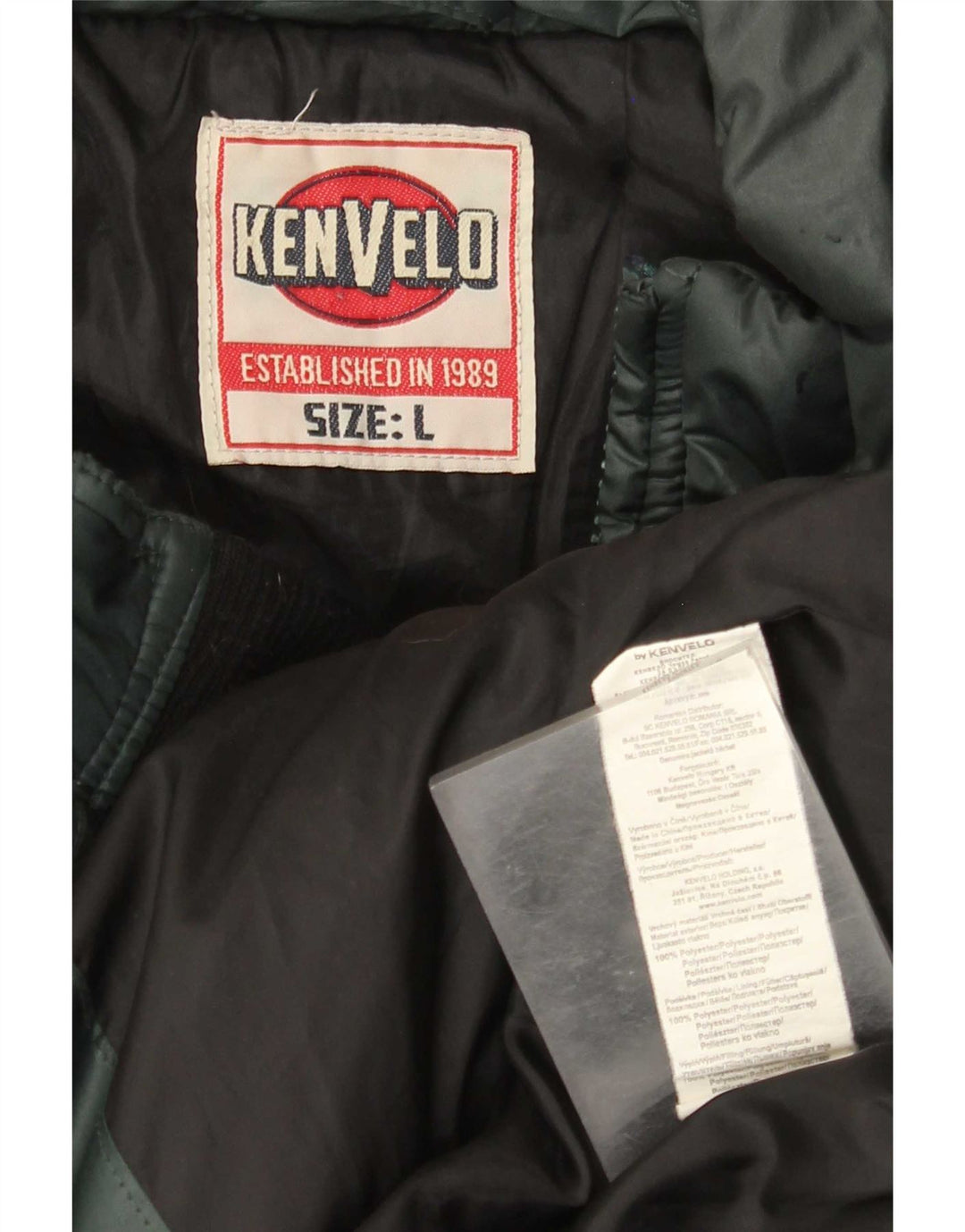 Jaqueta acolchoada masculina Kenvelo UK 40 poliéster verde grande
