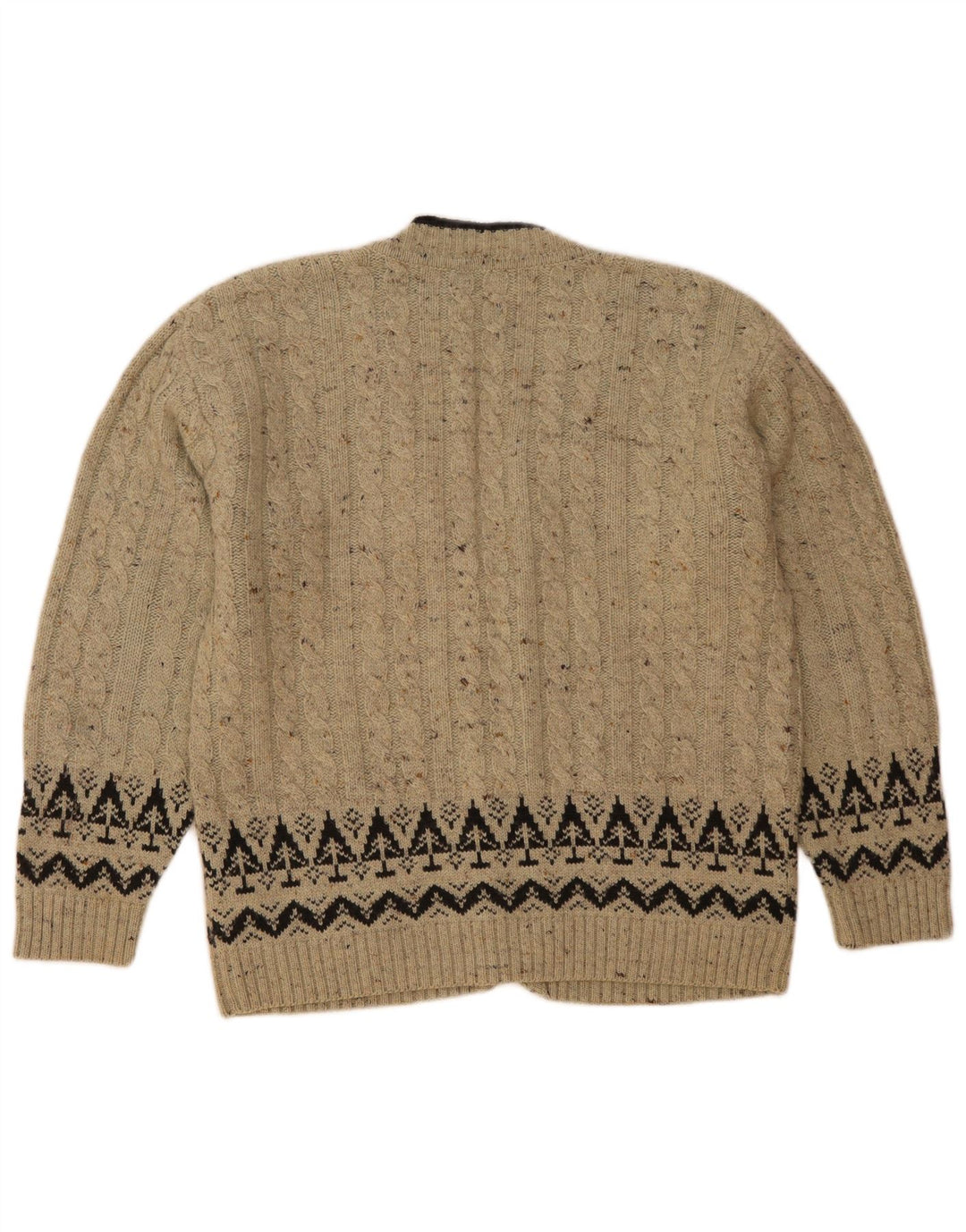 Suéter cardigã masculino vintage IT 50 lã Fair Isle cinza médio