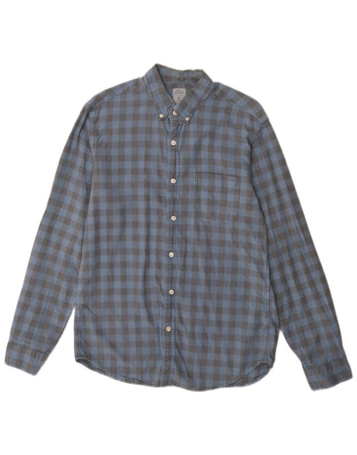 J. CREW Camisa masculina slim de algodão guingão azul médio