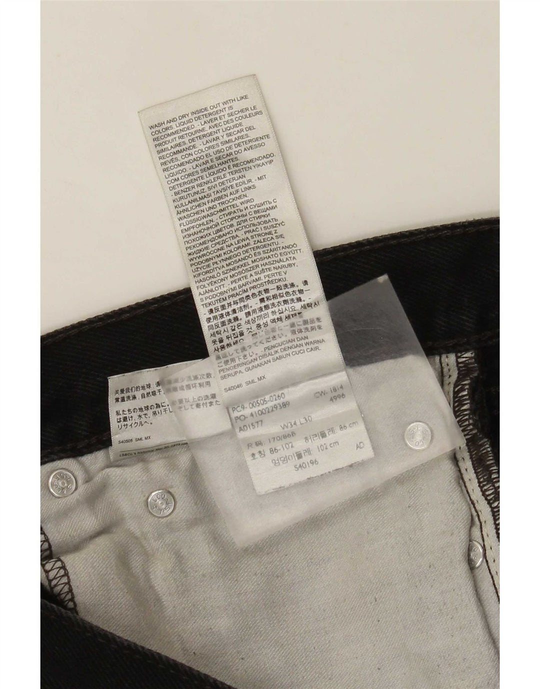 Levi's Masculino 505 Regular Straight Jeans W34 L30 Algodão Preto