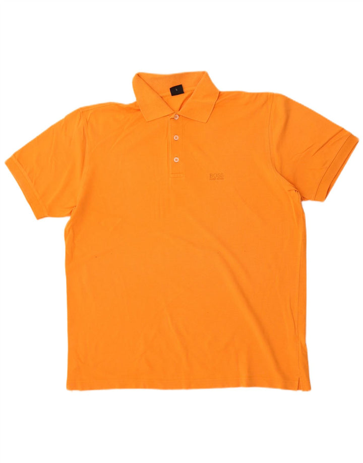 Camisa polo masculina Hugo Boss grande algodão laranja