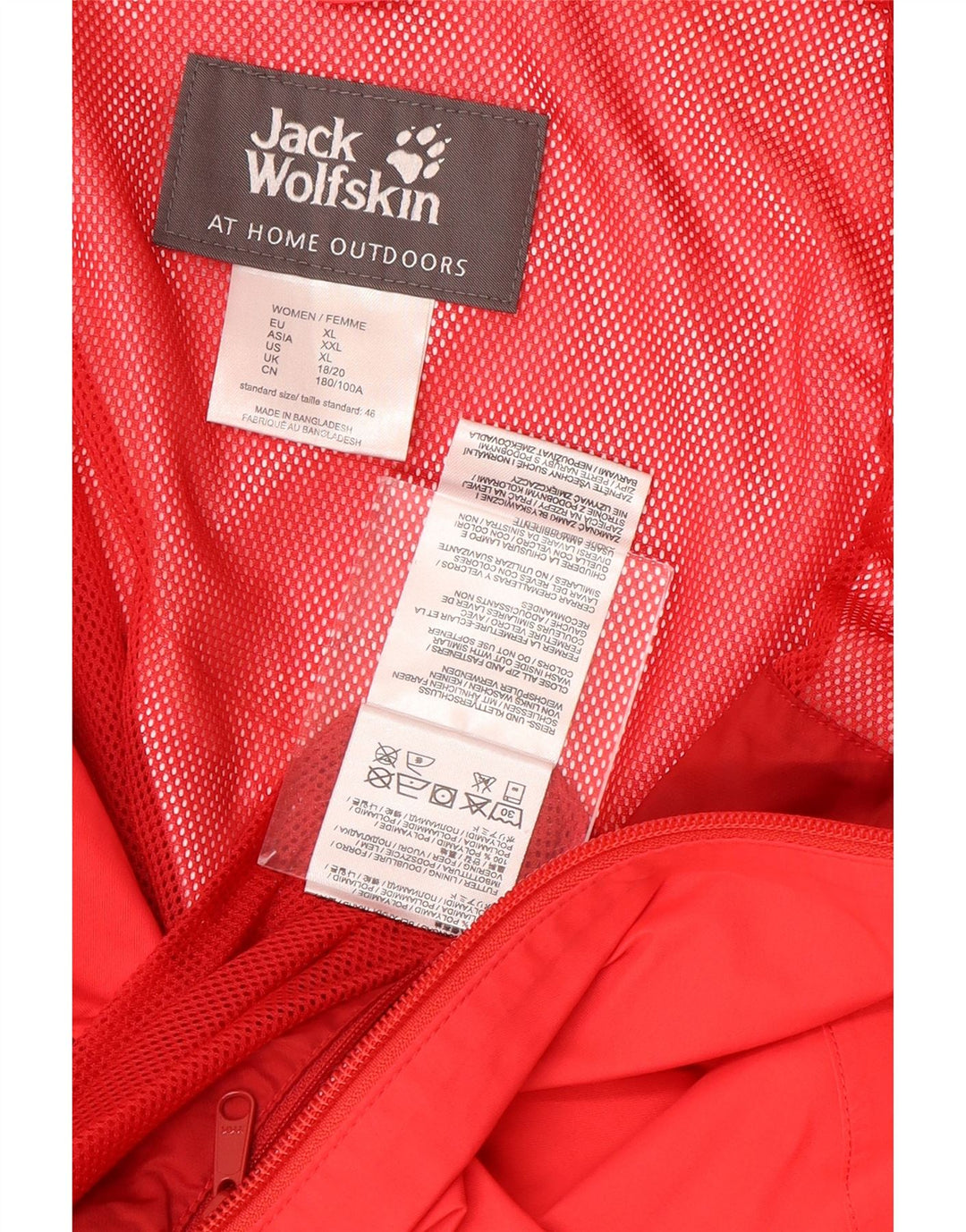 Jaqueta de chuva feminina com capuz JACK WOLFSKIN Reino Unido 18/20 XL poliamida vermelha