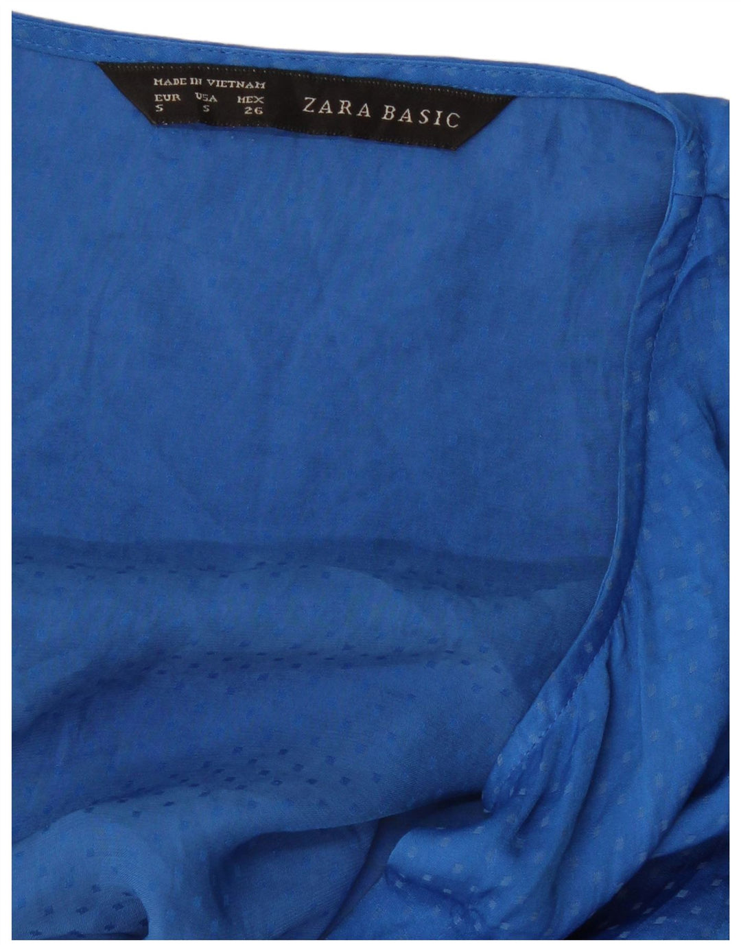 Blusa feminina sem mangas ZARA UK 10 pequena azul manchada