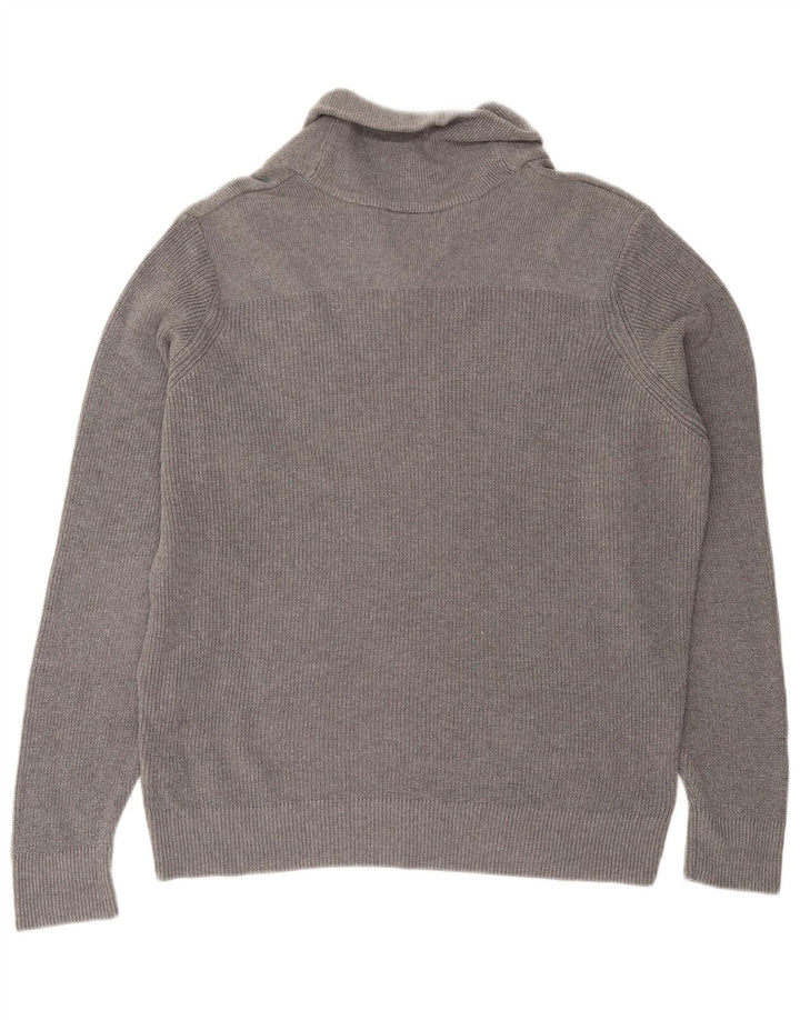 Suéter masculino Marks & Spencer com gola xale, algodão cinza grande
