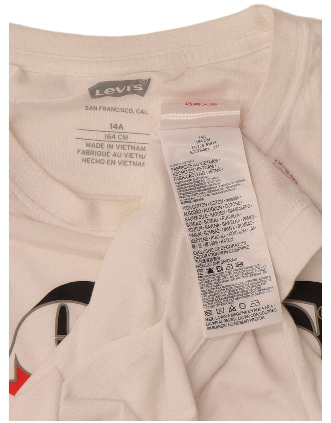 Camiseta gráfica LEVI'S Boys 13-14 anos algodão branco