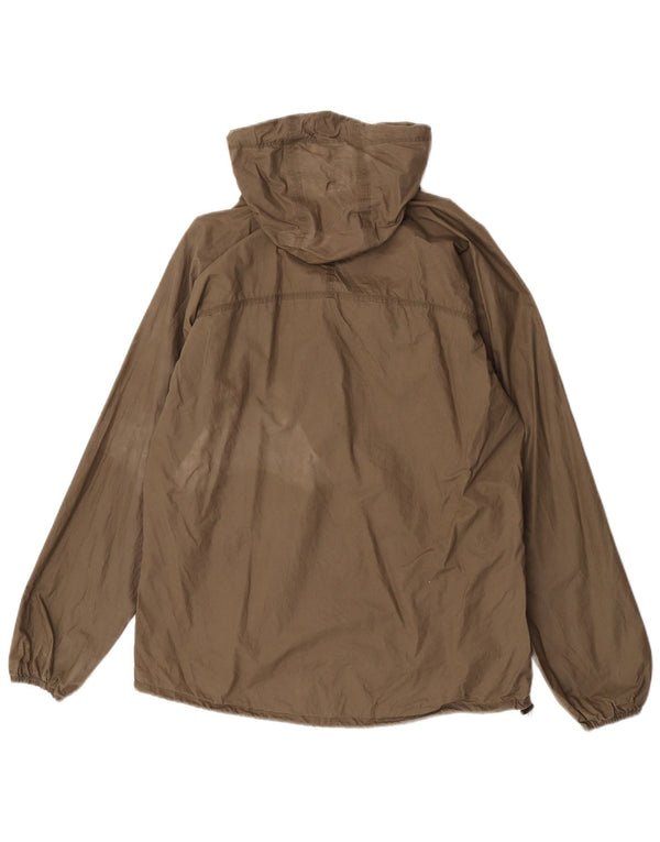Pulôver feminino vintage com capuz, jaqueta de chuva Reino Unido 14 algodão cáqui médio