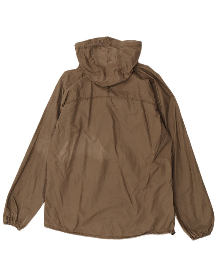Pulôver feminino vintage com capuz, jaqueta de chuva Reino Unido 14 algodão cáqui médio