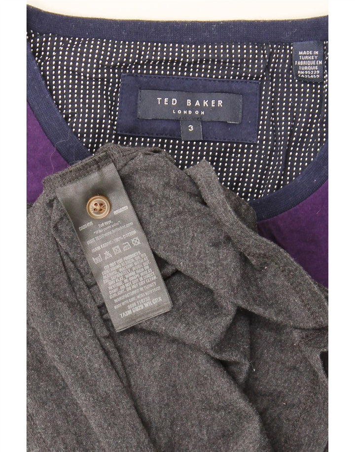 Camiseta masculina Ted Baker tamanho superior 3 algodão colorblock cinza médio