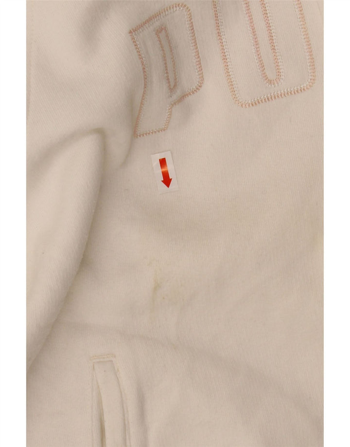 PUMA Womens Graphic Tracksuit Top Jacket UK 14 Médio Branco