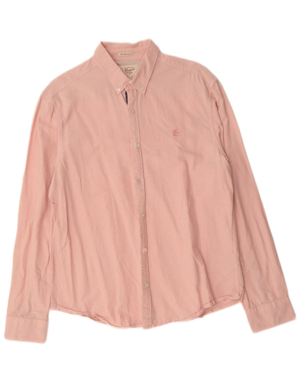Camisa masculina Penguin Heritage Slim Fit grande algodão rosa