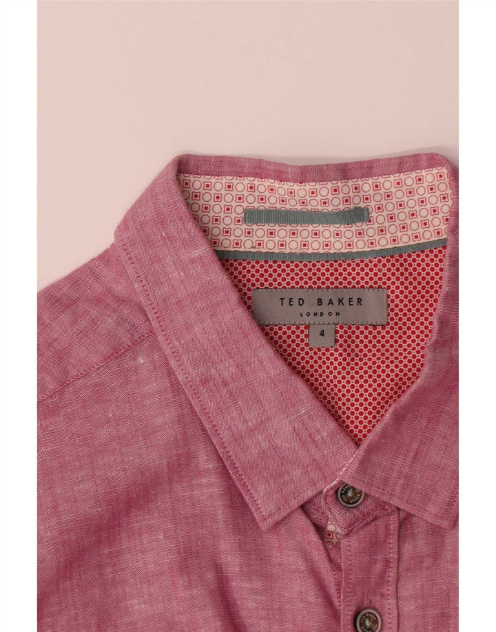 Camisa masculina Ted Baker tamanho 4 grande linho rosa