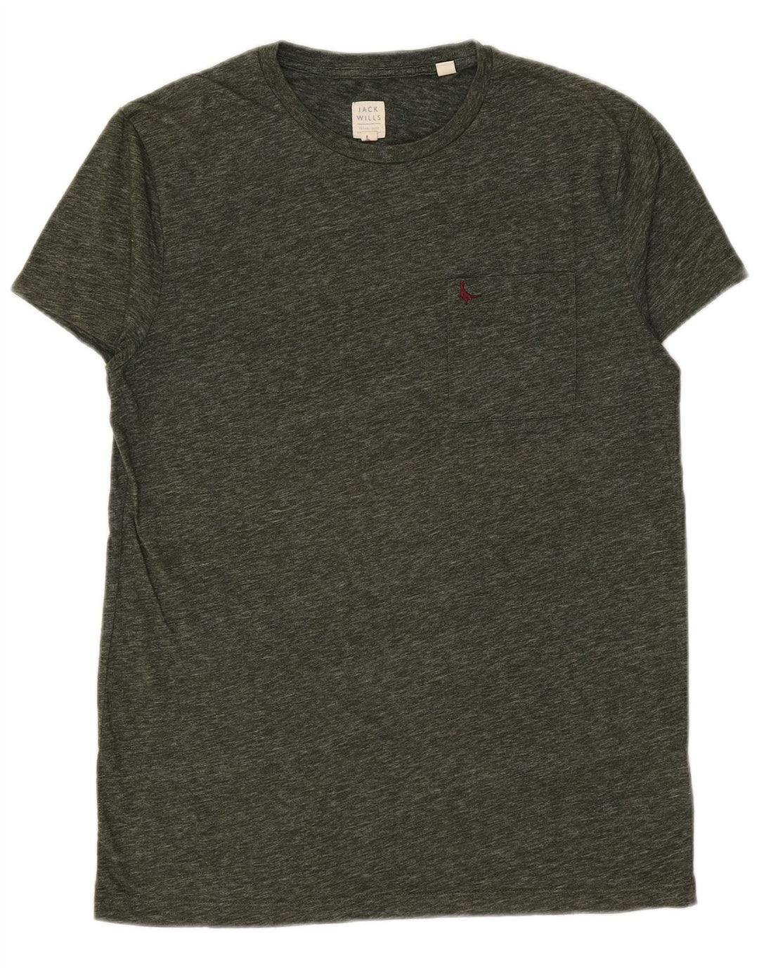 JACK WILLS Camiseta masculina pequena de algodão cáqui salpicado