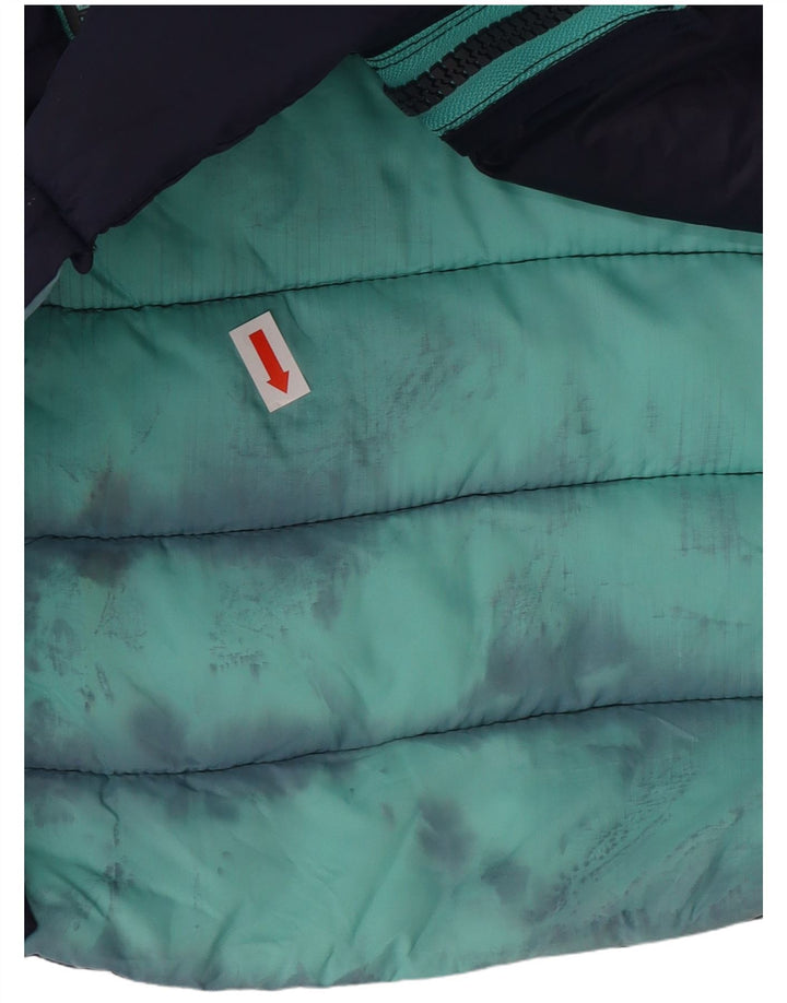 Colete acolchoado com capuz feminino SUPERDRY UK 14 nylon azul marinho médio
